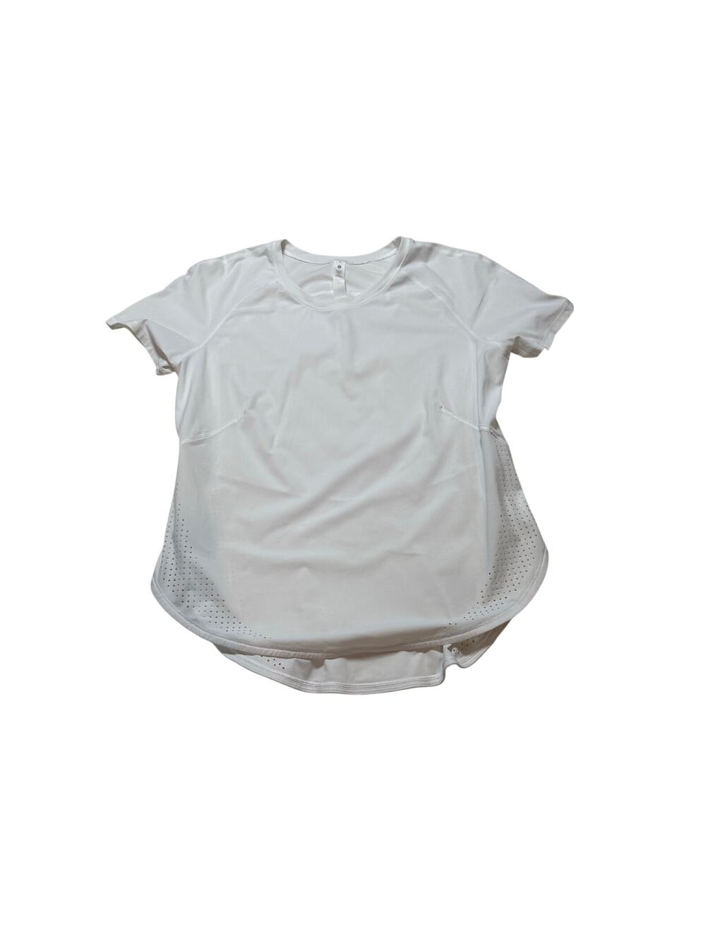Lululemon Shirt Women's 4 White Mesh Perforated Vented Short Sleeve